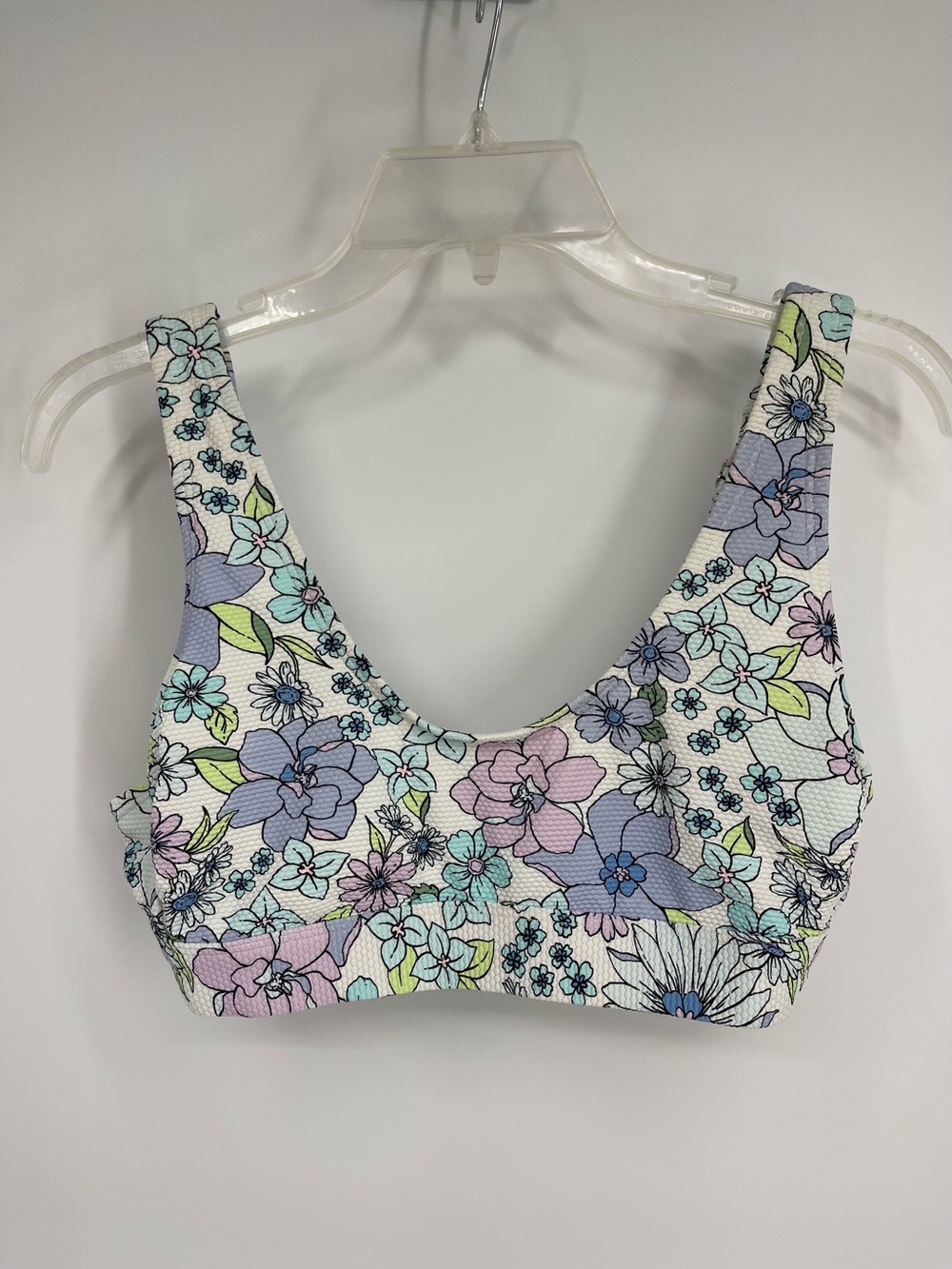 Floral Bikini Textured Scoop Neck Bralette Top Y2K Retro Soft Girl Coconut Girl